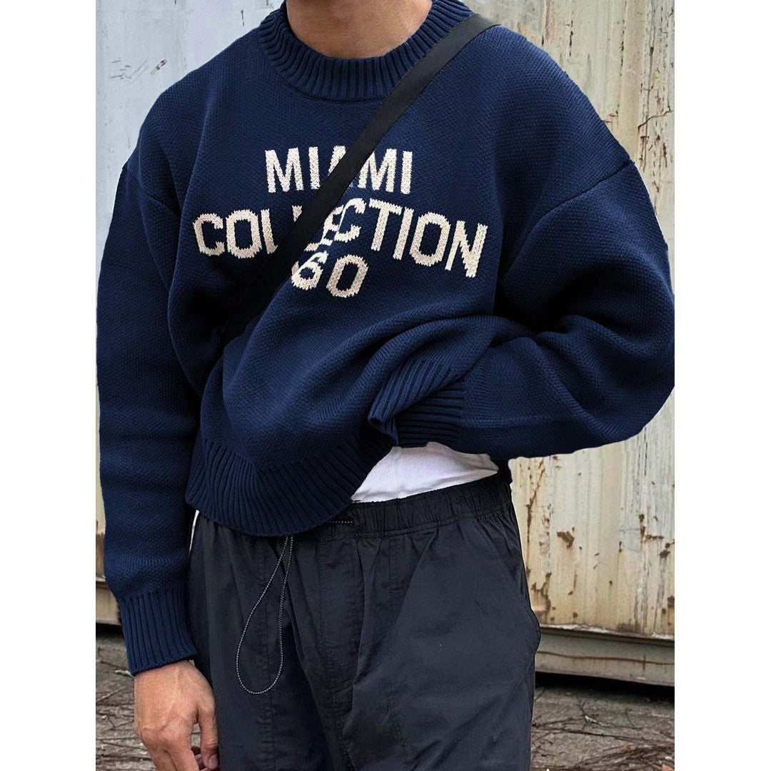 Man wearing the Garrett men's cotton streetwear sweater, front view