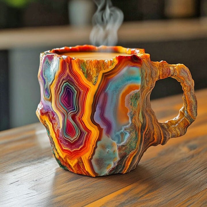 Mineral-effect handmade coffee mug - product photo 3