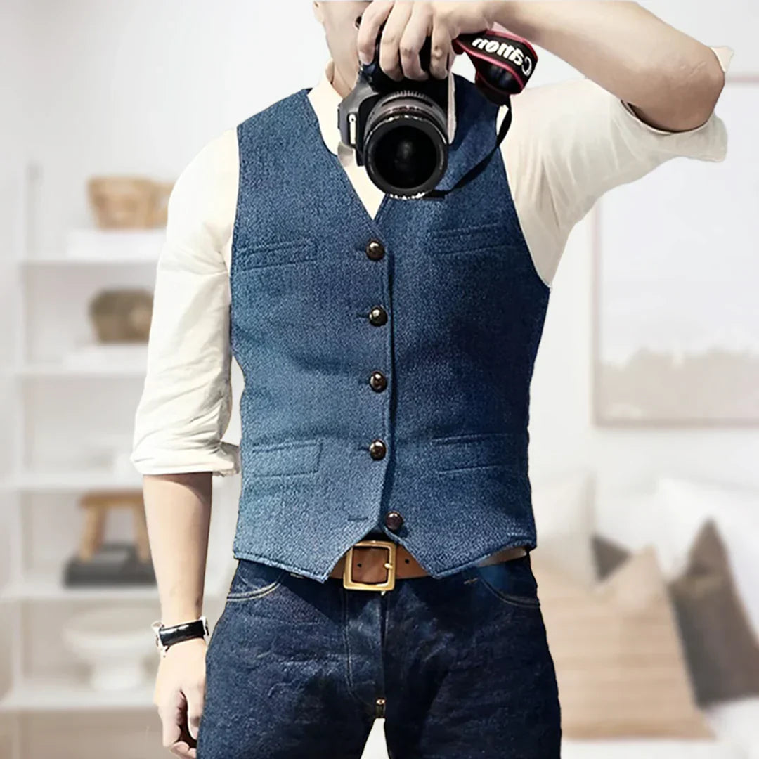Alfred | Men's Herringbone Tweed Waistcoat
