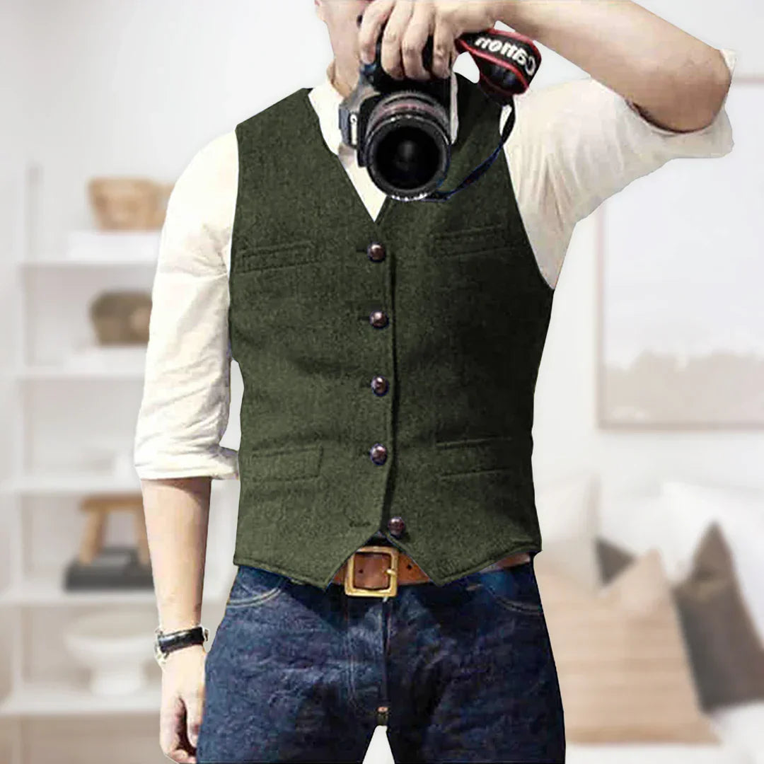 Alfred | Men's Herringbone Tweed Waistcoat