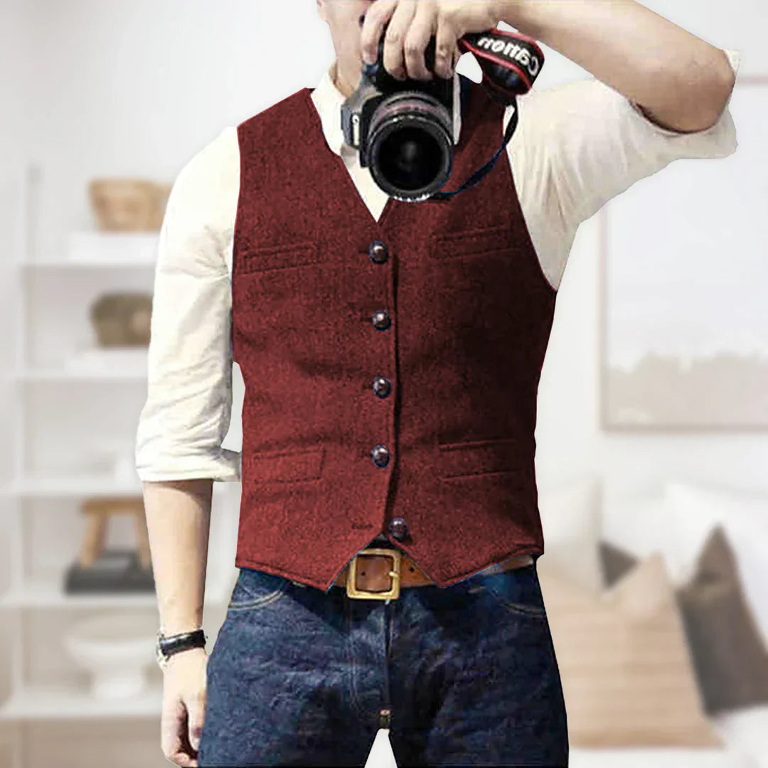 Alfred | Men's Herringbone Tweed Waistcoat