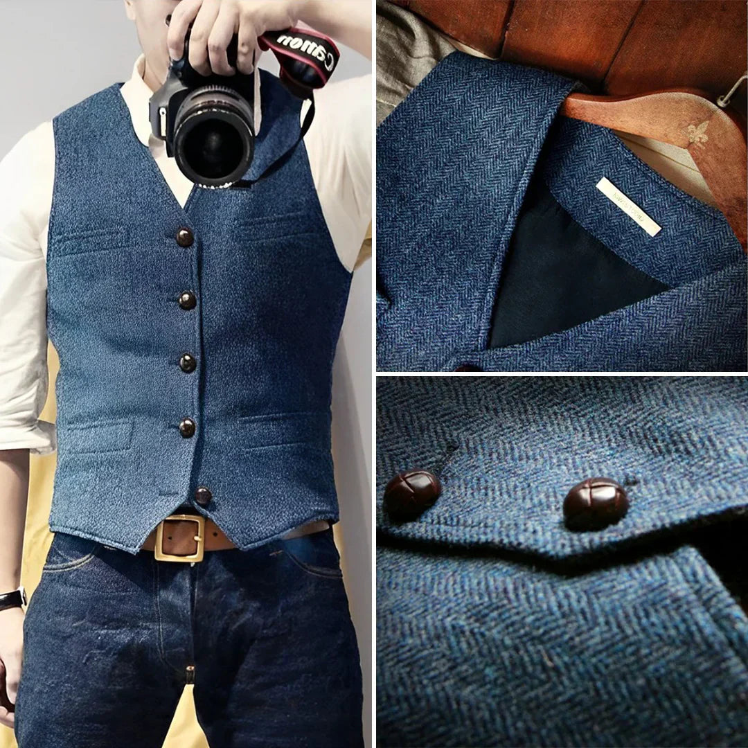 Alfred | Men's Herringbone Tweed Waistcoat