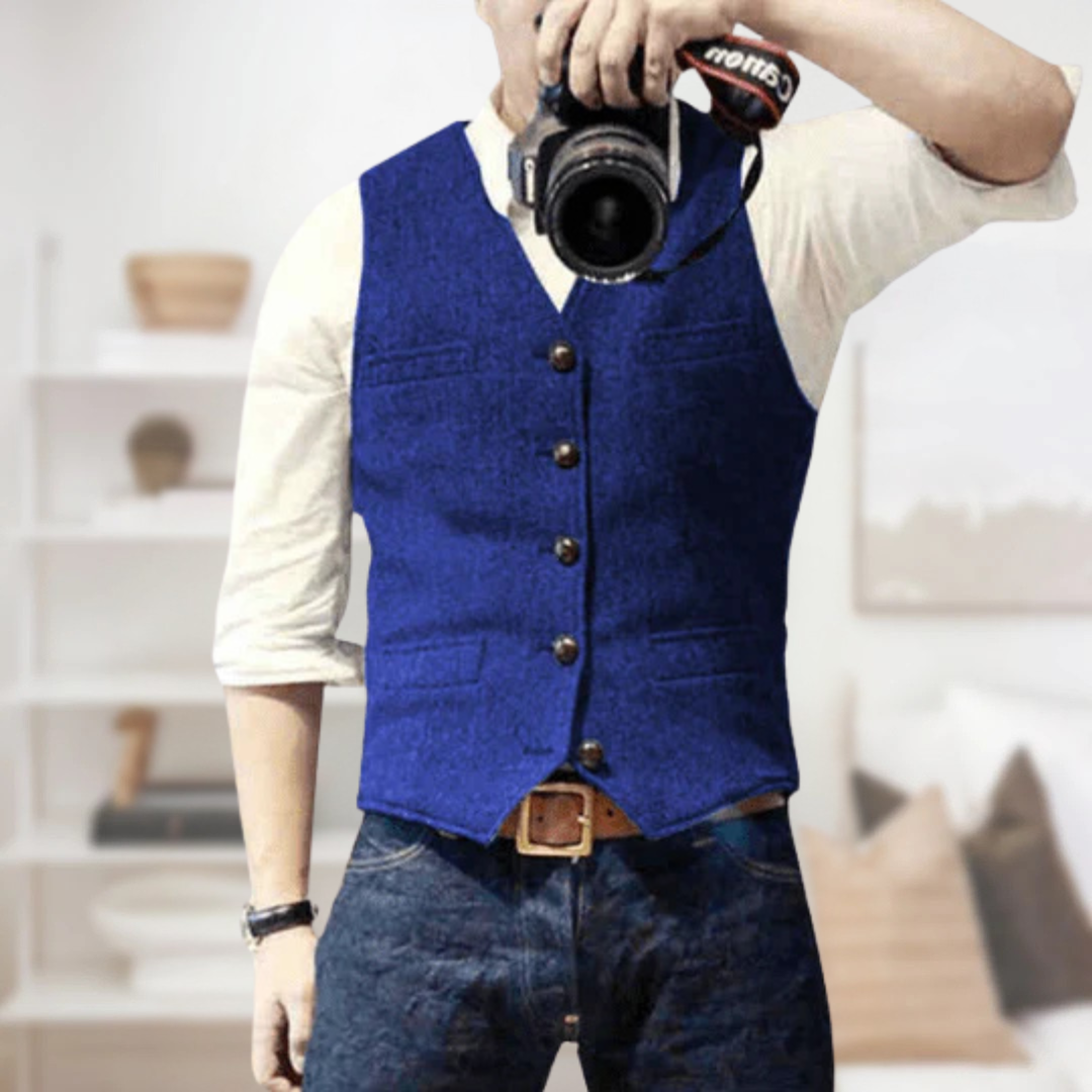 Alfred | Men's Herringbone Tweed Waistcoat