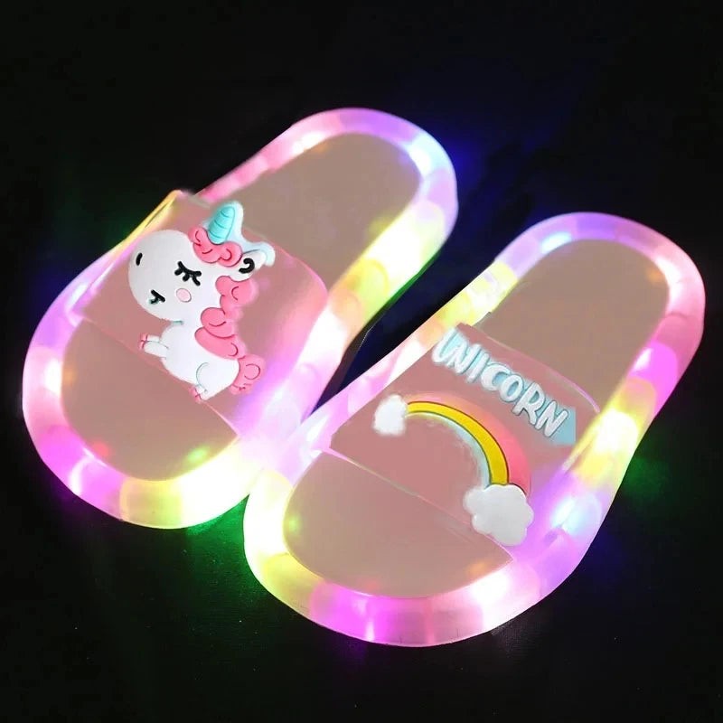 Light-up plush unicorn slippers for children - product photo 1