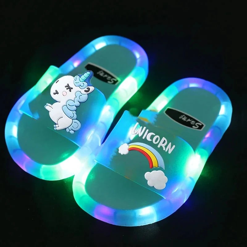 Light-up plush unicorn slippers for children - product photo 2