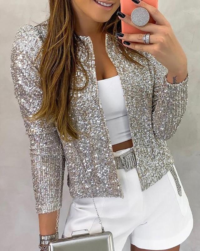 Rivka | Women's Open Front Sequin Jacket
