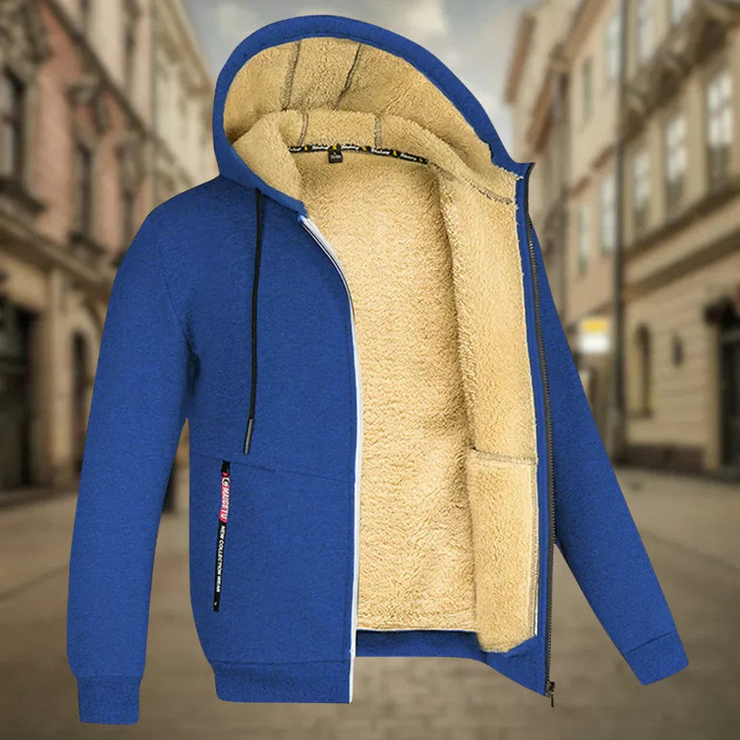 Man wearing the Grady men's fleece hoodie, 8 view