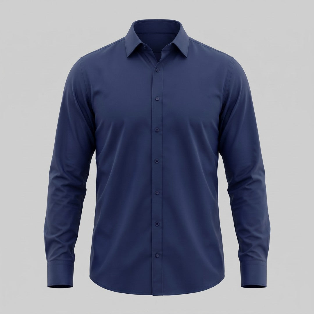 Man wearing the Grayson men's slim-fit polyester long-sleeve shirt, 11 view