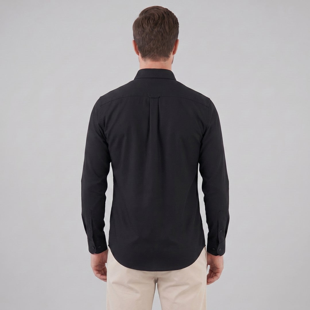 Man wearing the Grayson men's slim-fit polyester long-sleeve shirt, 9 view
