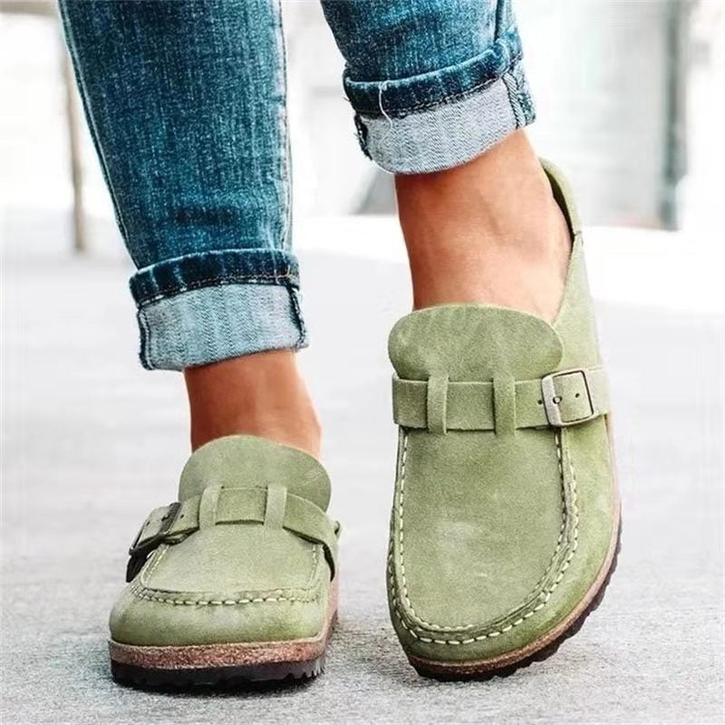 Elara | Women's Orthopedic Slip-On Suede Buckle Loafers