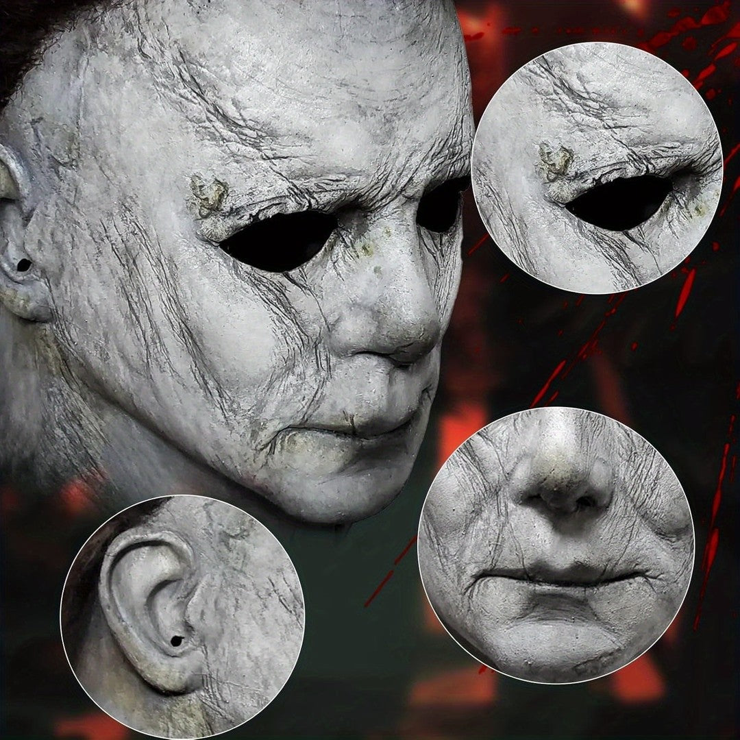Latex horror mask with prop knife - product photo 3