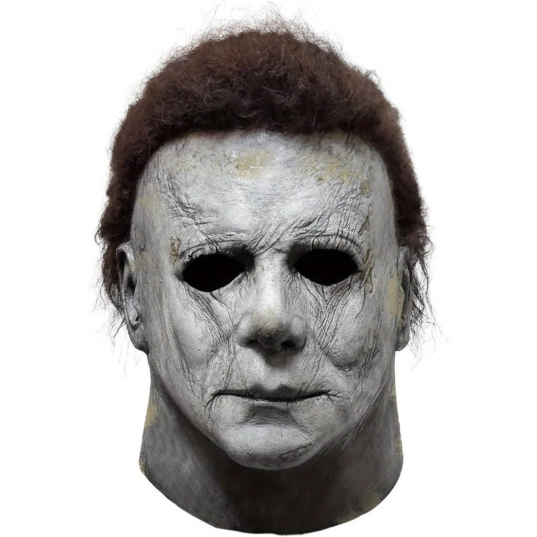 Latex horror mask with prop knife - product photo 4