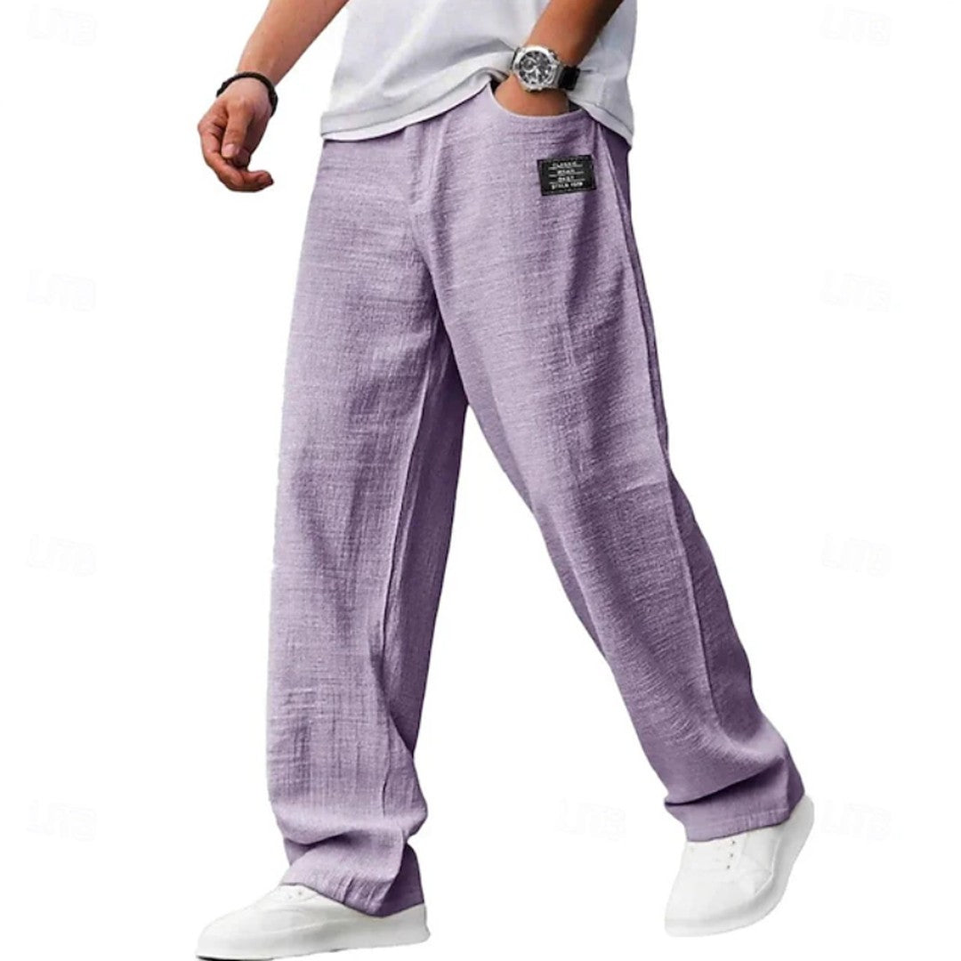 Man wearing the Gustav men's casual pants, detail view