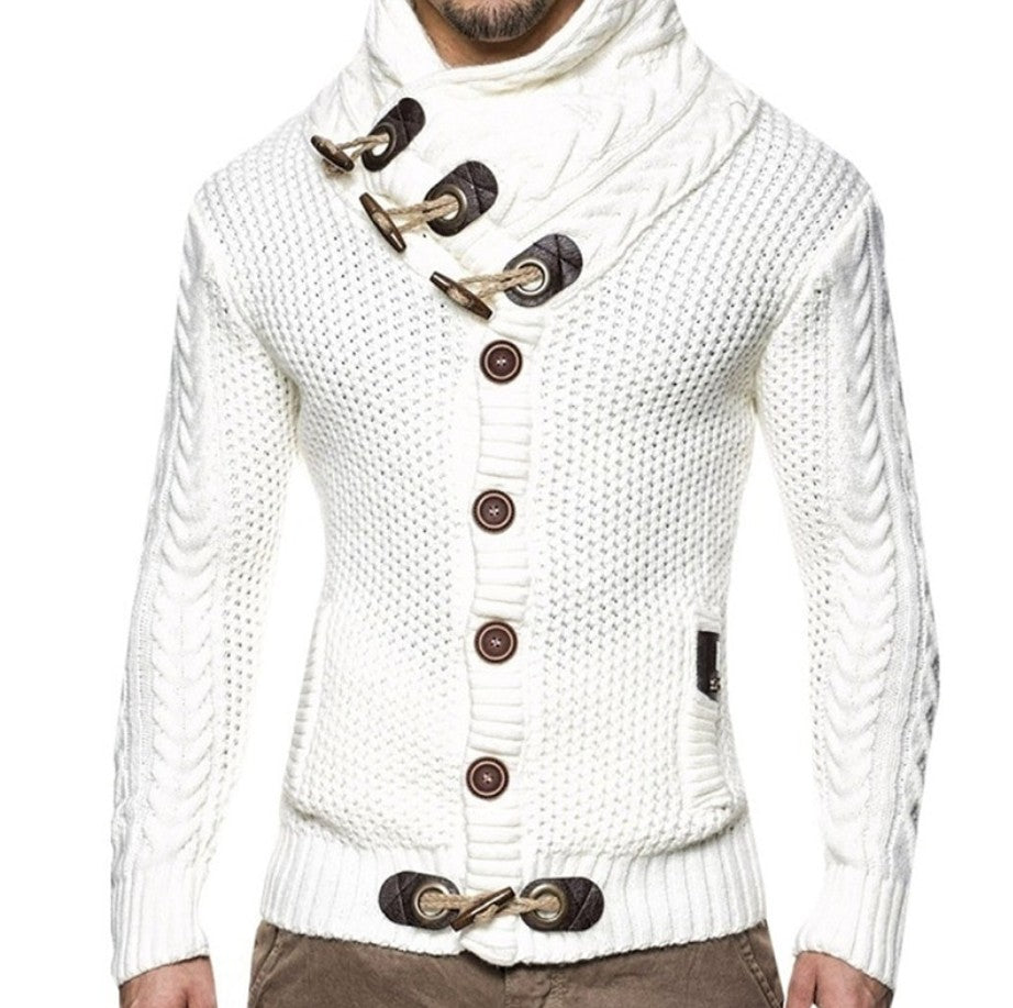 Men's turtleneck knitted button cardigan - product photo 4