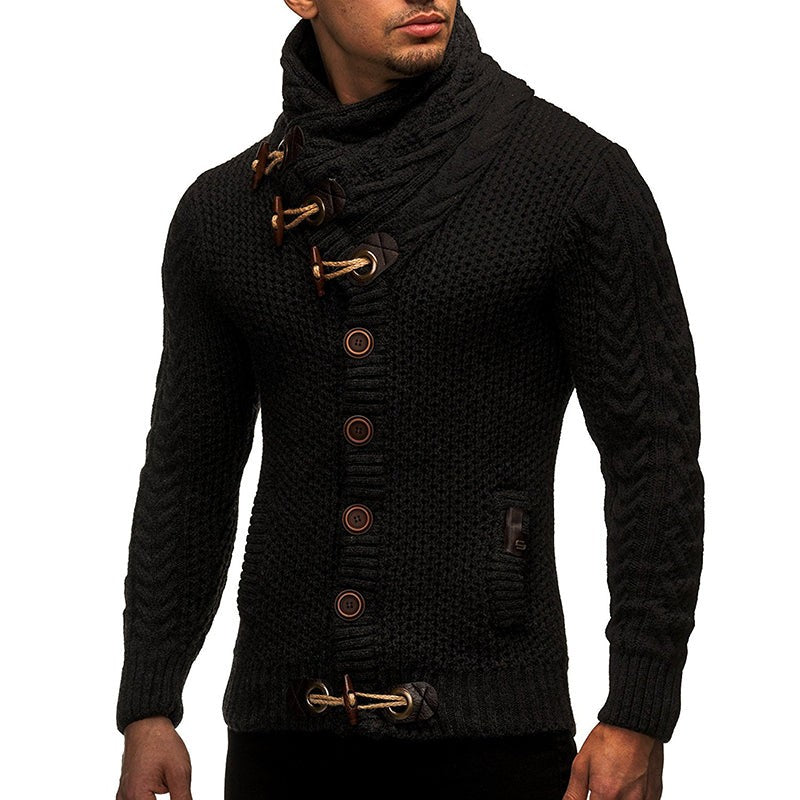 Men's turtleneck knitted button cardigan - product photo 5
