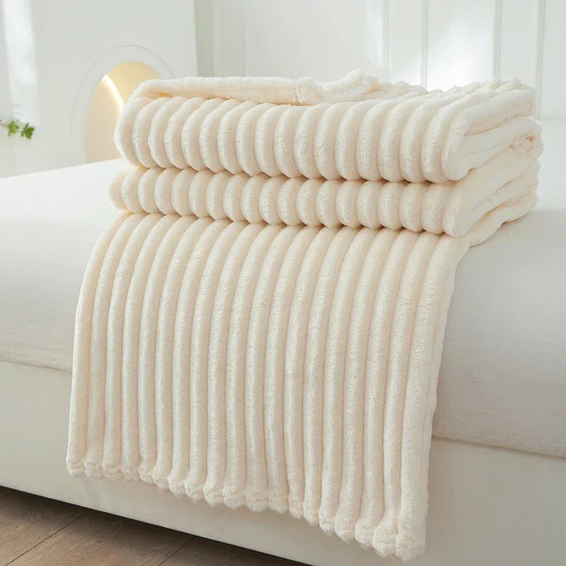 Wide striped flannel fleece blanket - product photo 1