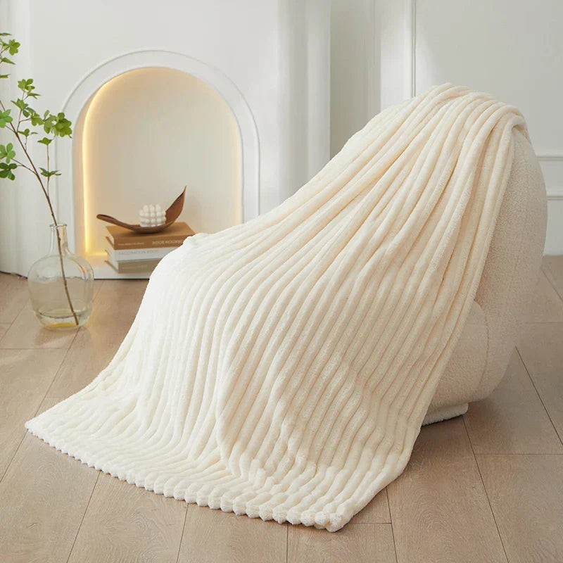 Wide striped flannel fleece blanket - product photo 14