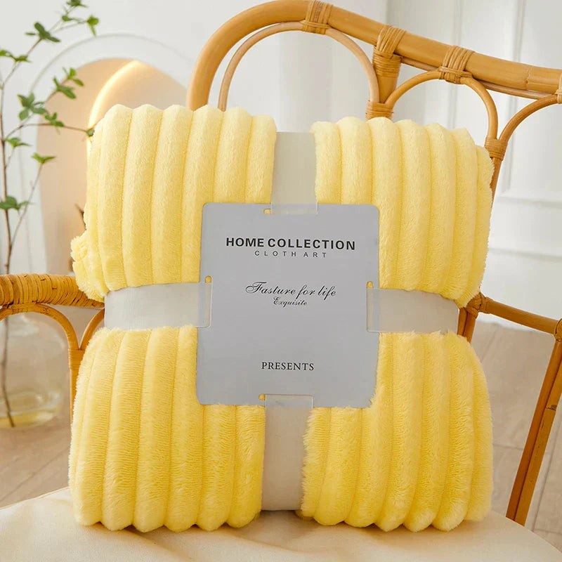 Wide striped flannel fleece blanket - product photo 2