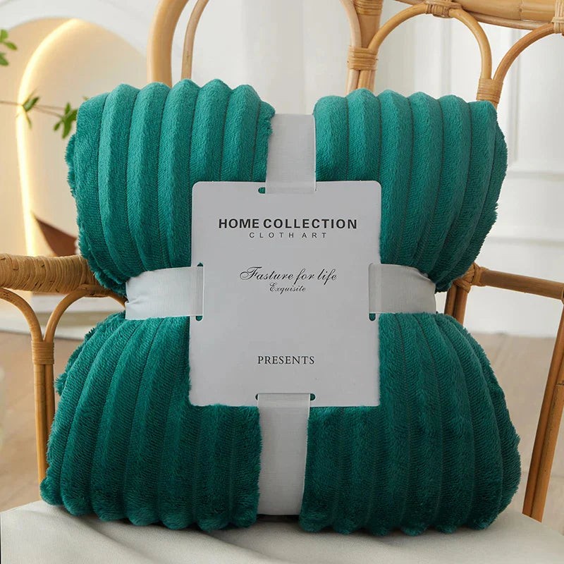 Wide striped flannel fleece blanket - product photo 5