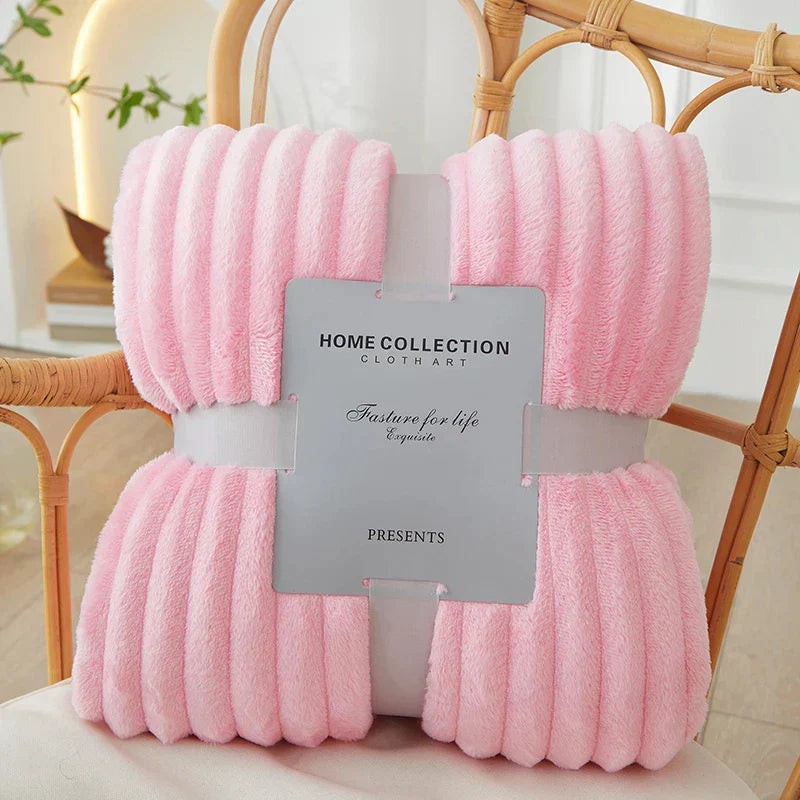 Wide striped flannel fleece blanket - product photo 9