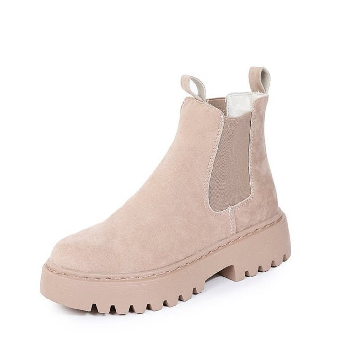Woman wearing the Halle women's boots, flatlay view