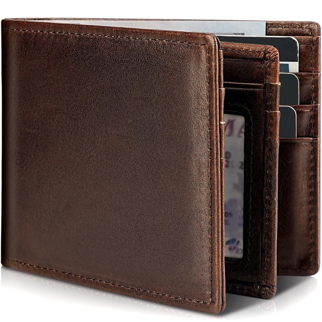 Slim leather bifold RFID blocking wallet - product photo 2