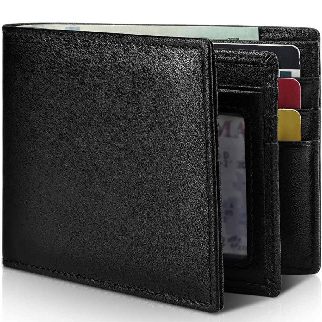 Slim leather bifold RFID blocking wallet - product photo 6