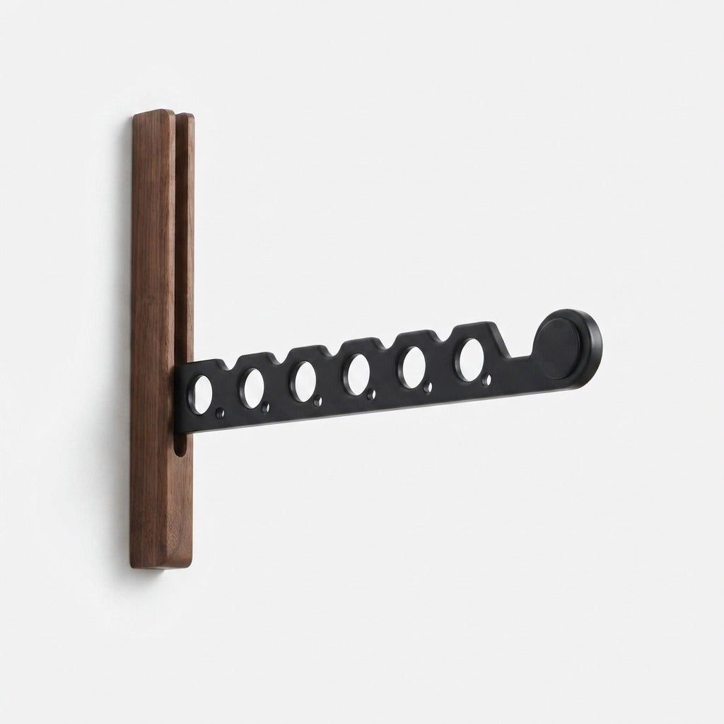 Wall-mounted wooden folding clothes rack - product photo 10
