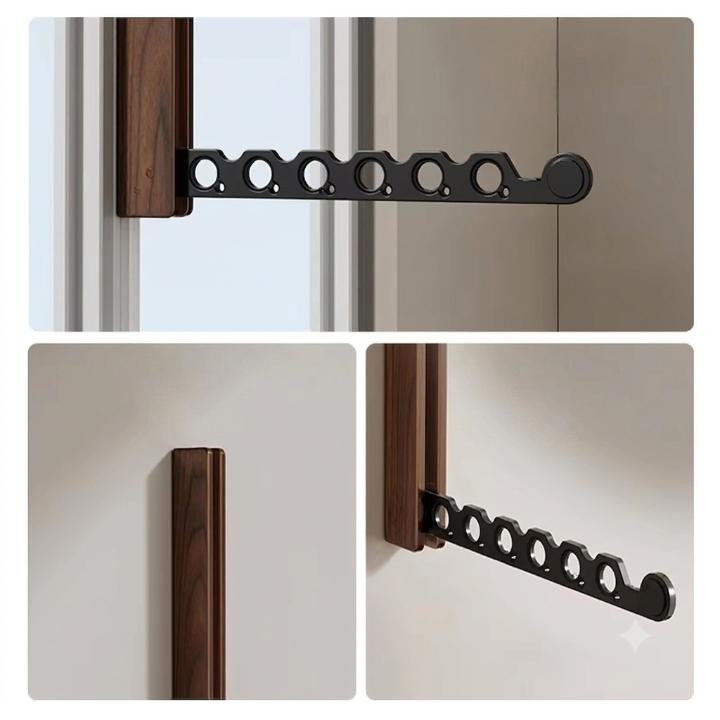 Wall-mounted wooden folding clothes rack - product photo 7