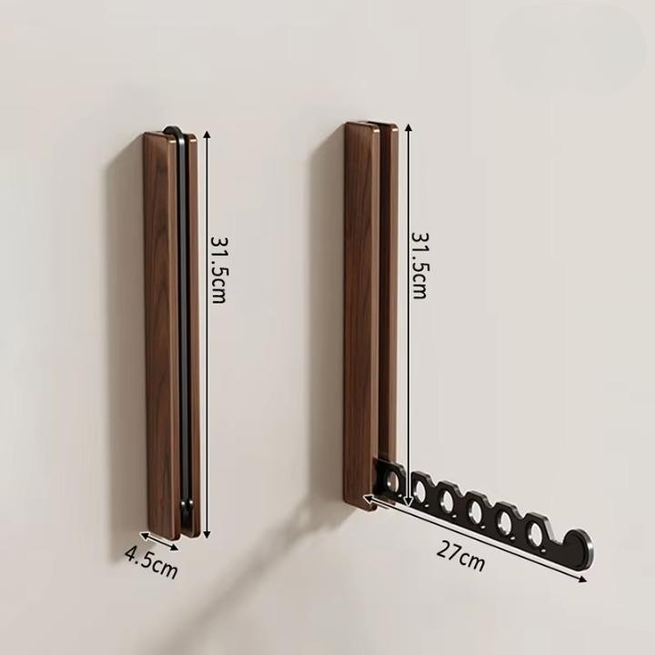 Wall-mounted wooden folding clothes rack - product photo 9