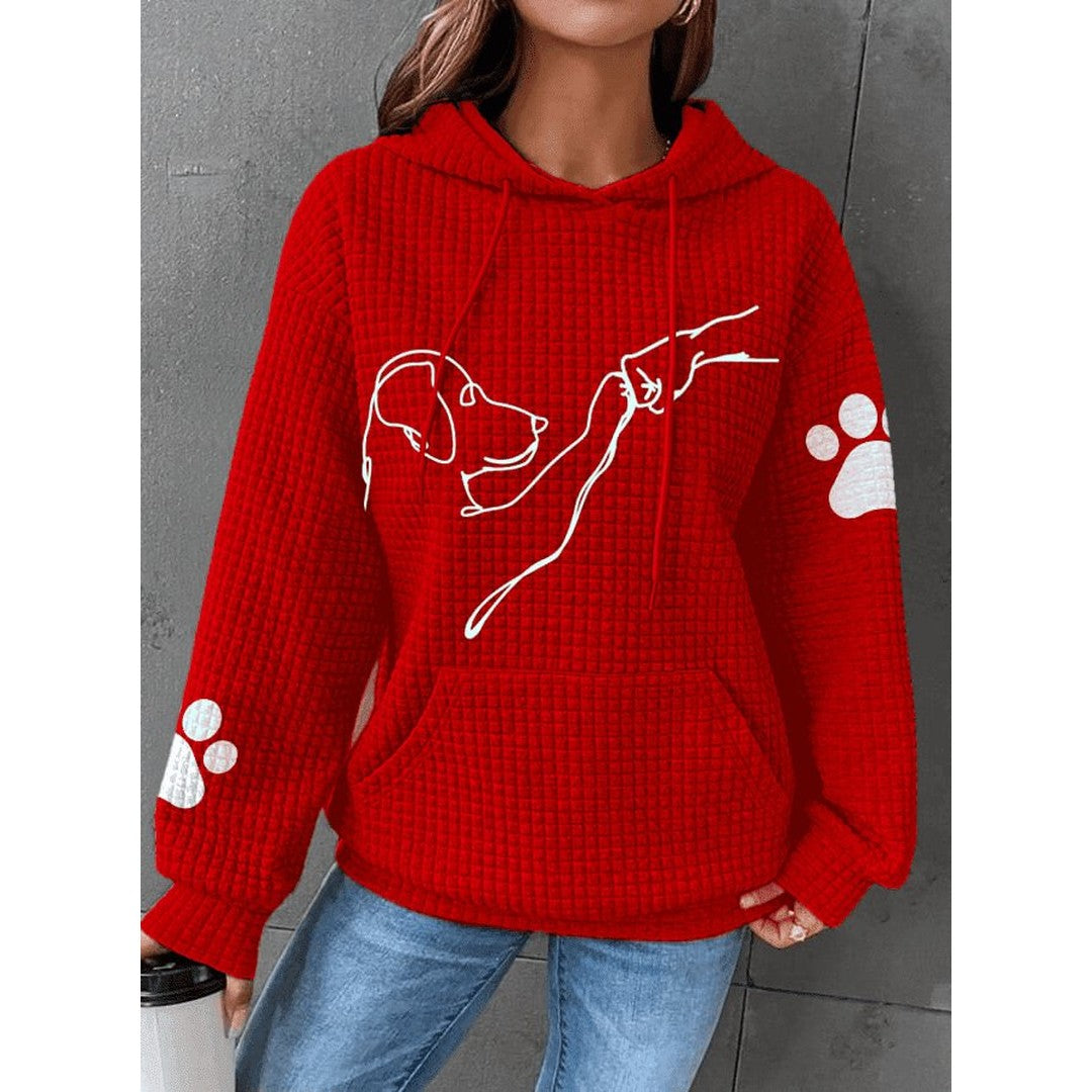 Woman wearing the Harlow women's hooded hoodie, model view
