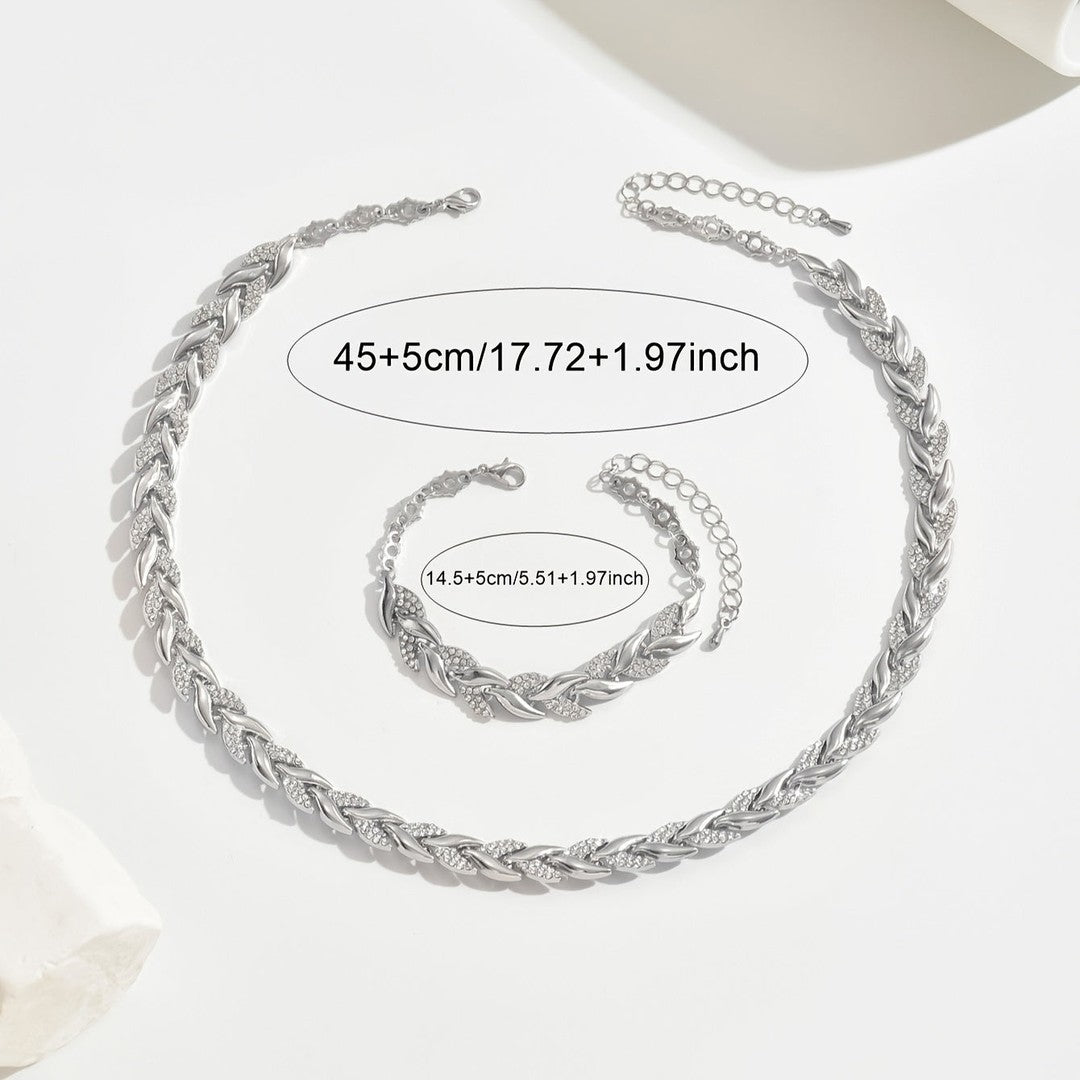 Woman wearing the Harper women's elegant jewelry set, 12 view