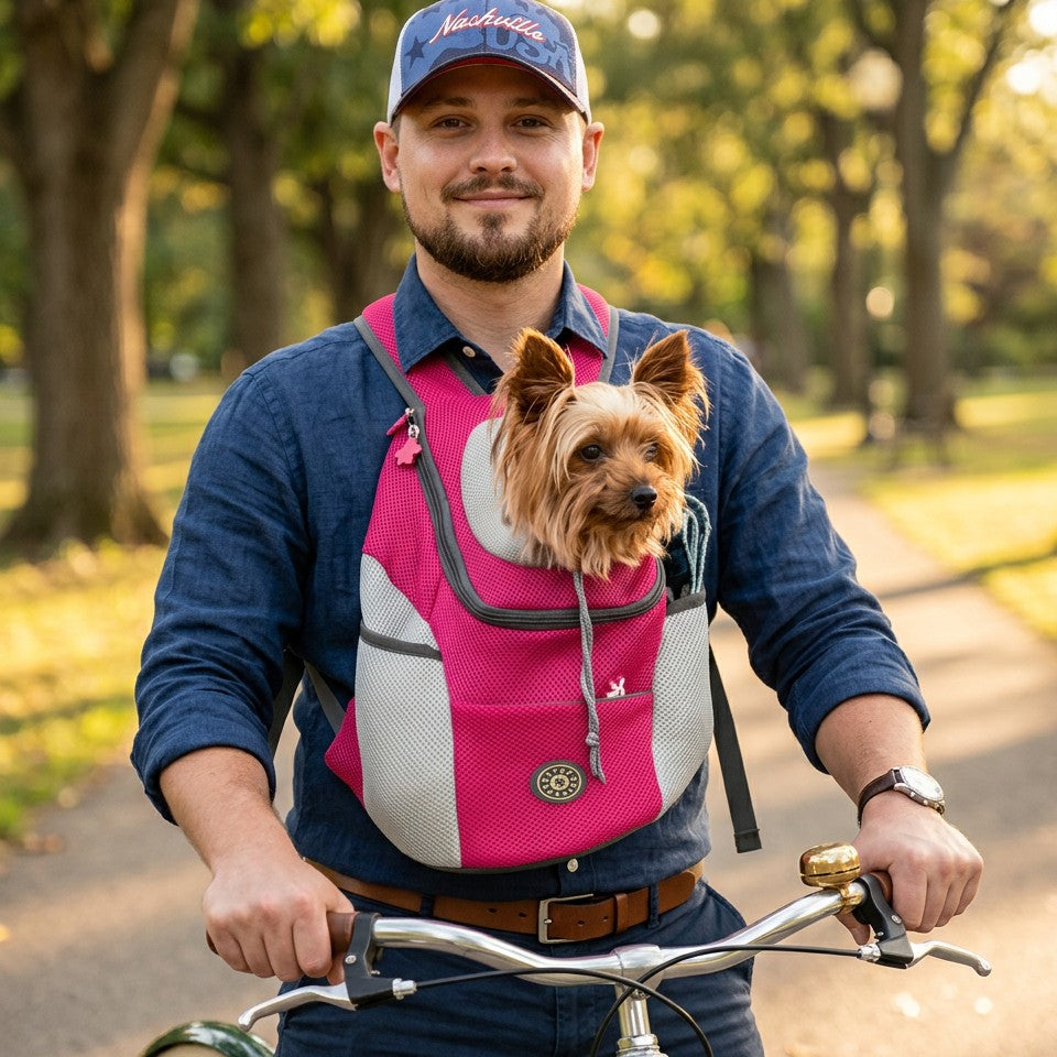 Dog carrier backpack with mesh panels - product photo 1