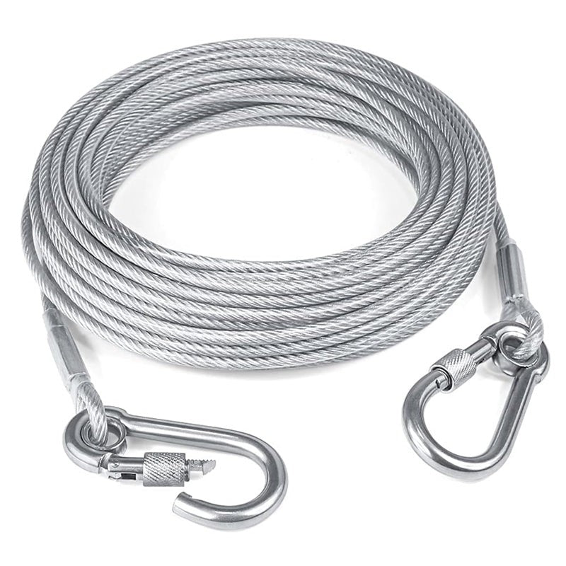 Chew-resistant steel cable dog tether - product photo 2