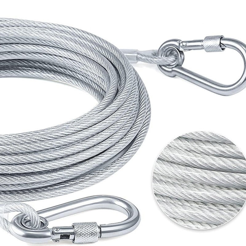 Chew-resistant steel cable dog tether - product photo 5