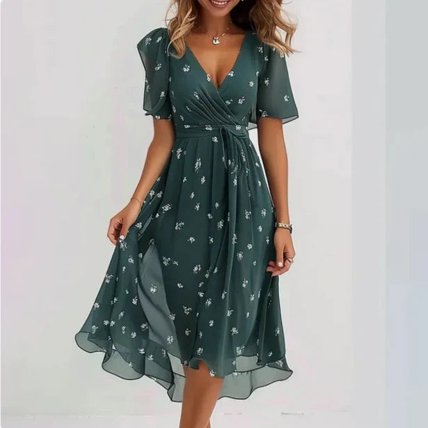 Mira | Women's Floral Boho Wrap Style Midi Dress