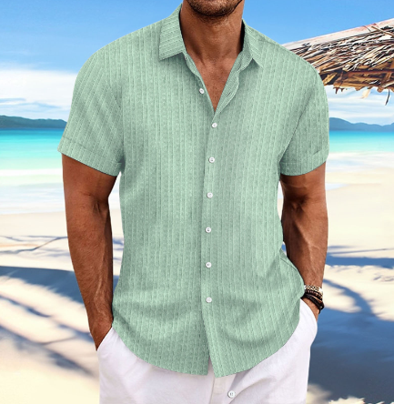 Julian | Men's Linen Button-Front Textured Shirt