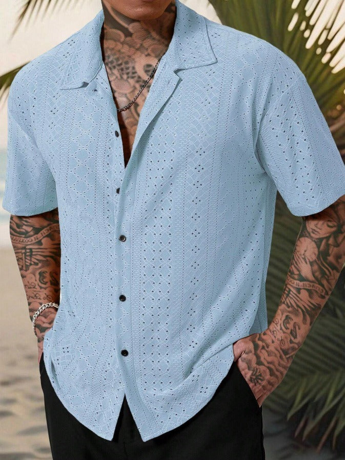 Eli | Men's Breathable Open Knit Short Sleeve Shirt