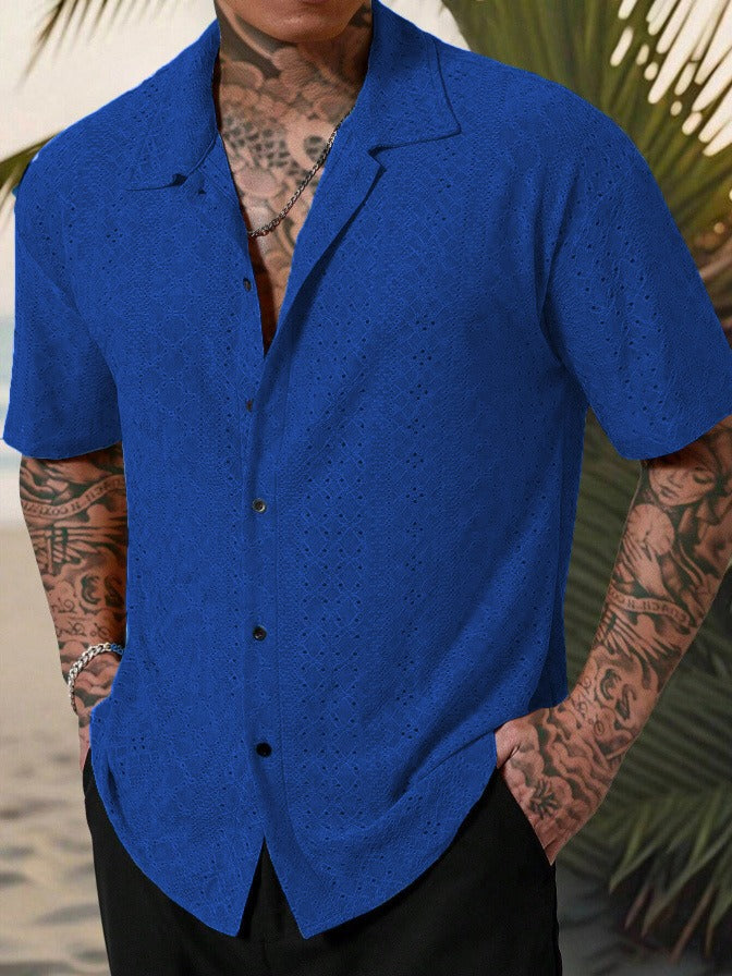Eli | Men's Breathable Open Knit Short Sleeve Shirt