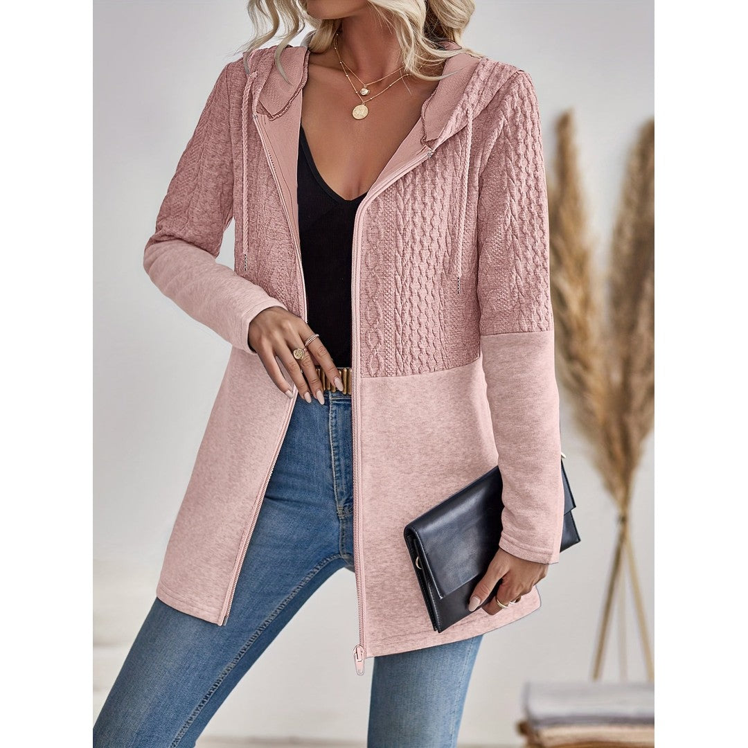 Woman wearing the Ines women's hooded zip-up sweatshirt, 7 view