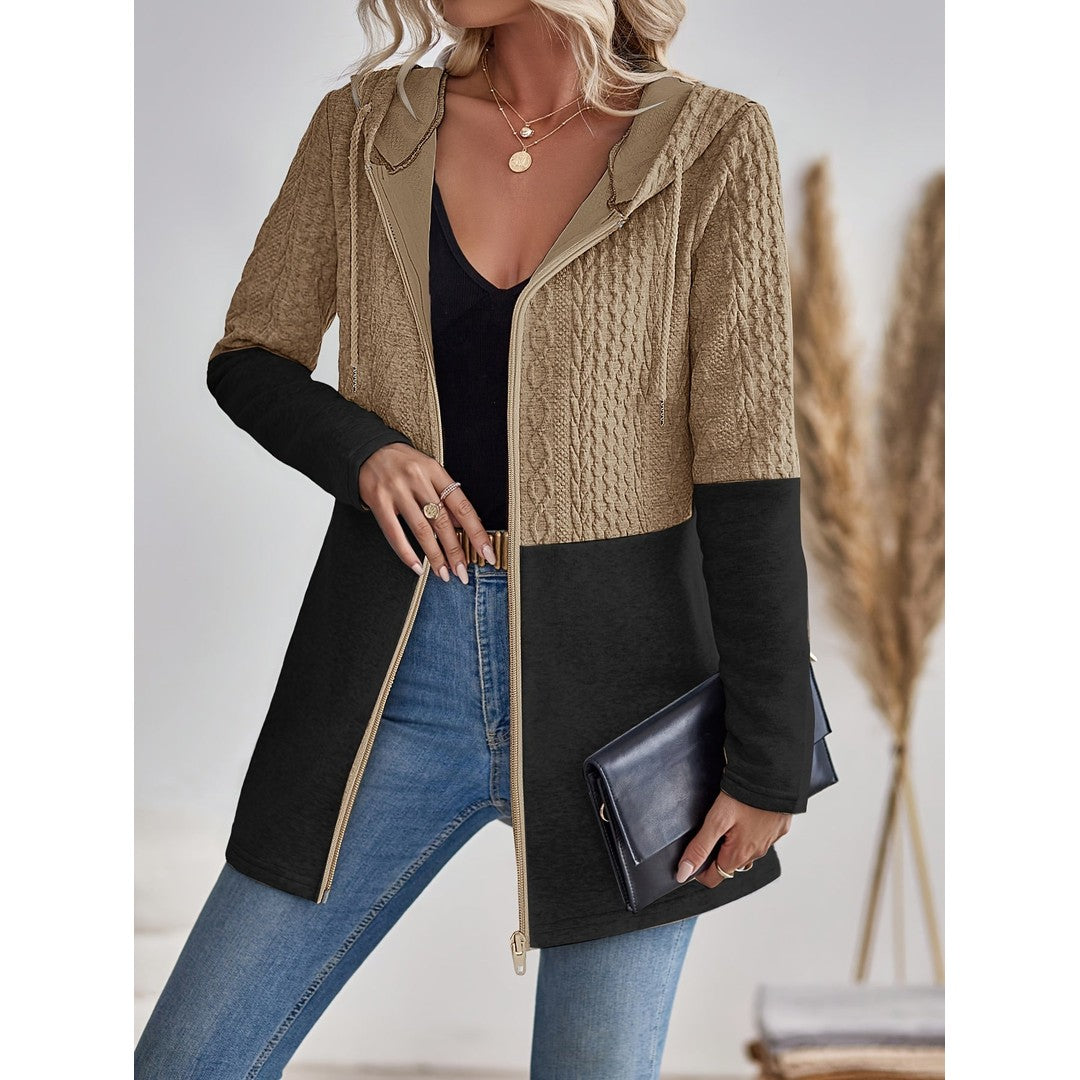 Woman wearing the Ines women's hooded zip-up sweatshirt, 8 view