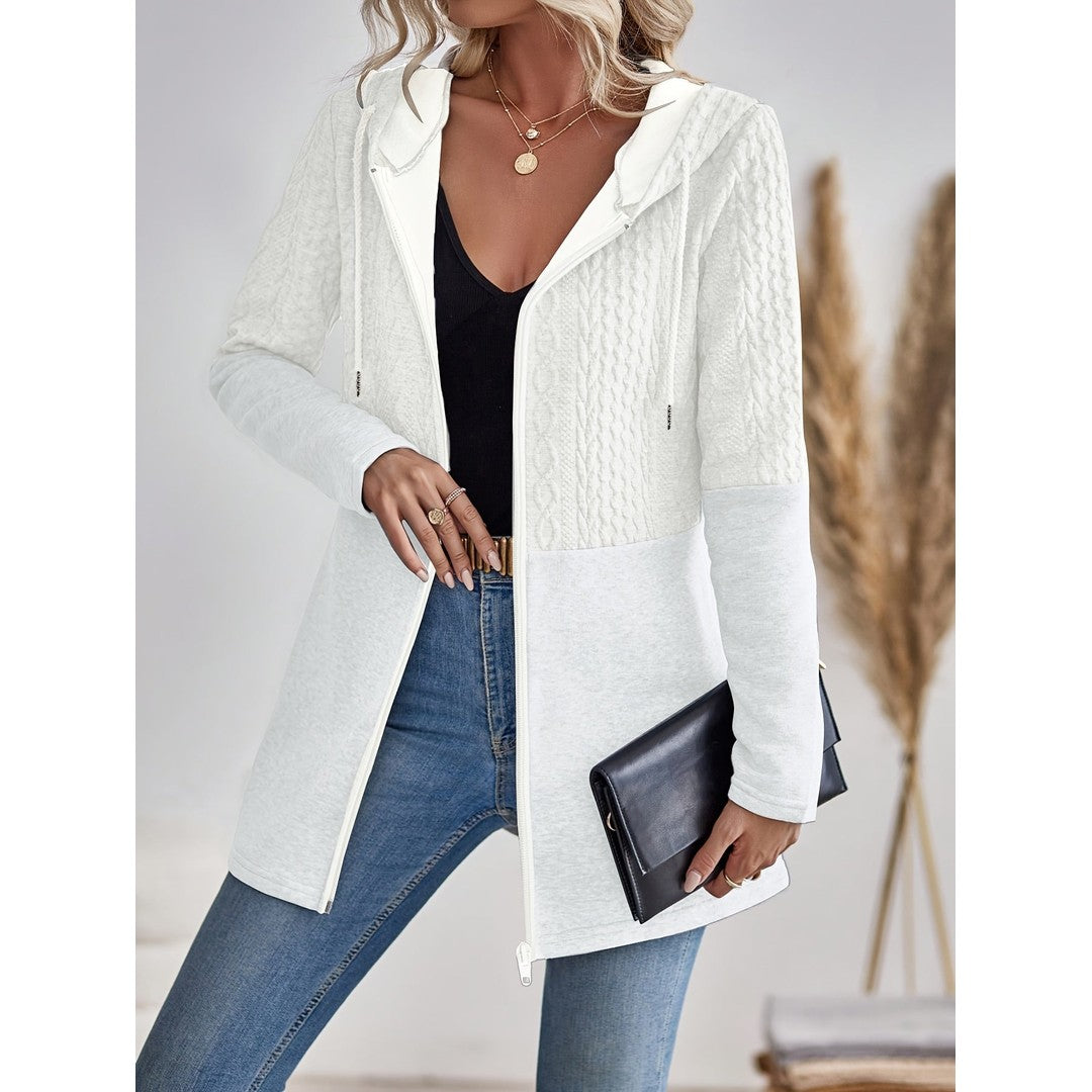 Woman wearing the Ines women's hooded zip-up sweatshirt, 9 view