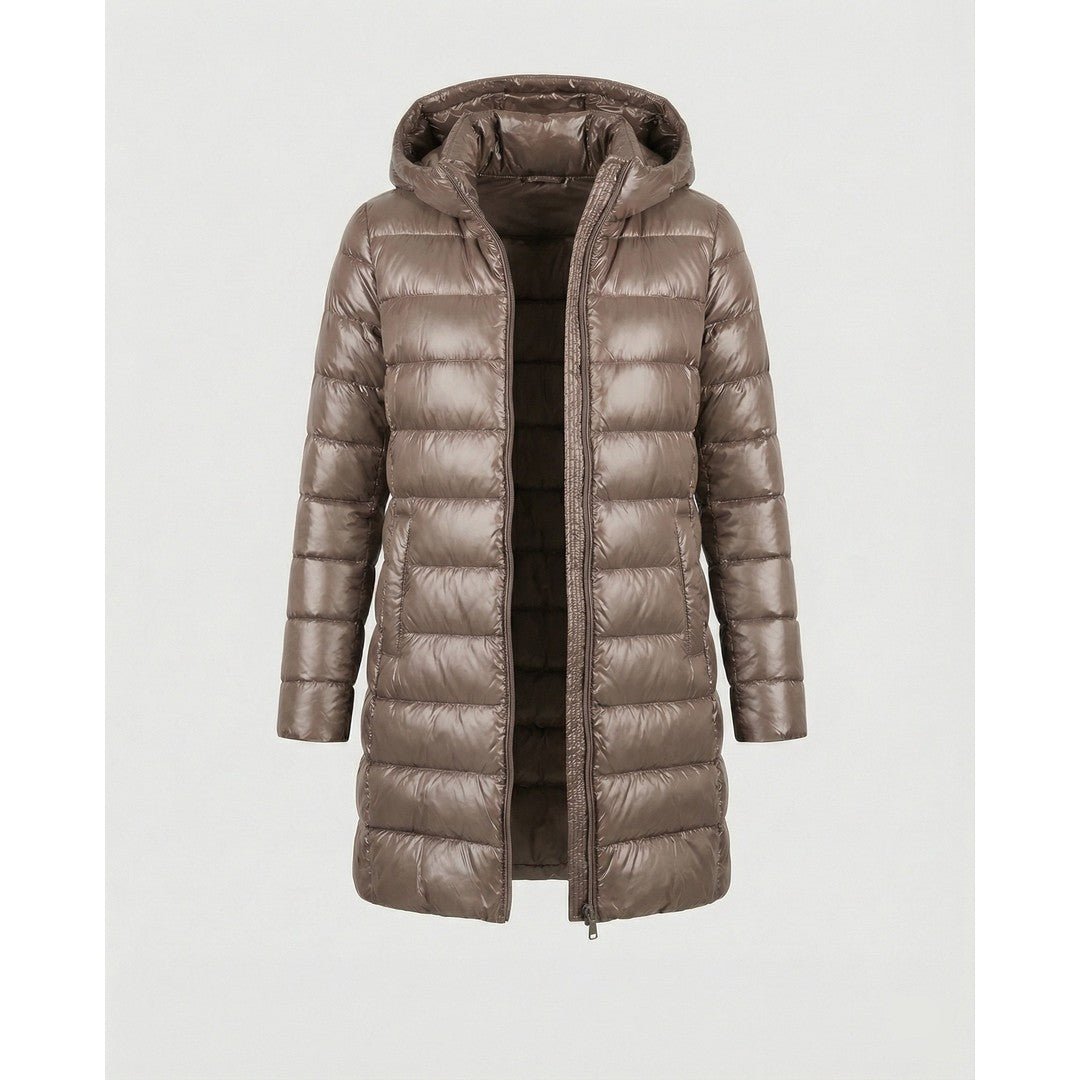 Woman wearing the Isla women's hooded jacket, 8 view