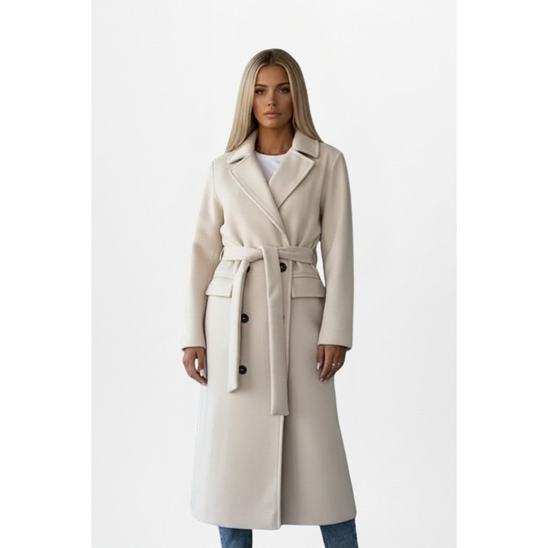 Woman wearing the Ivana women's coat, back view