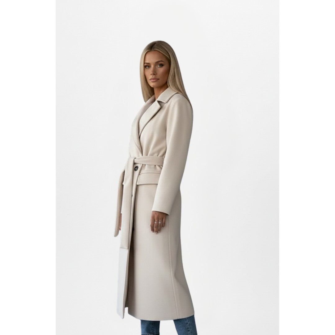 Woman wearing the Ivana women's coat, model view