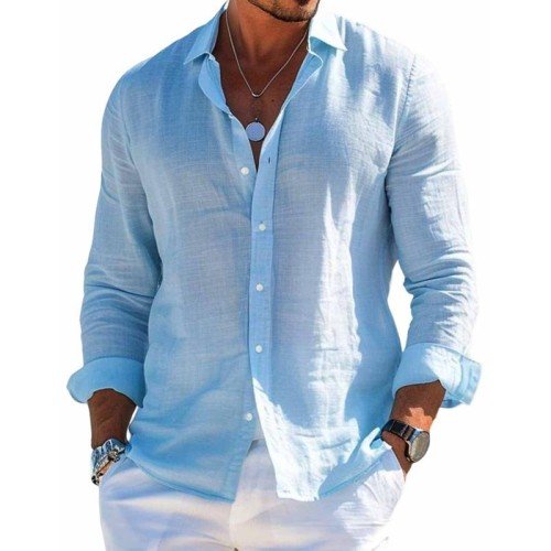 Lucas | Men's Lightweight Linen Button-Front Shirt
