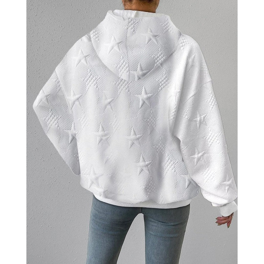 Woman wearing the Jade women's sweatshirt, front view
