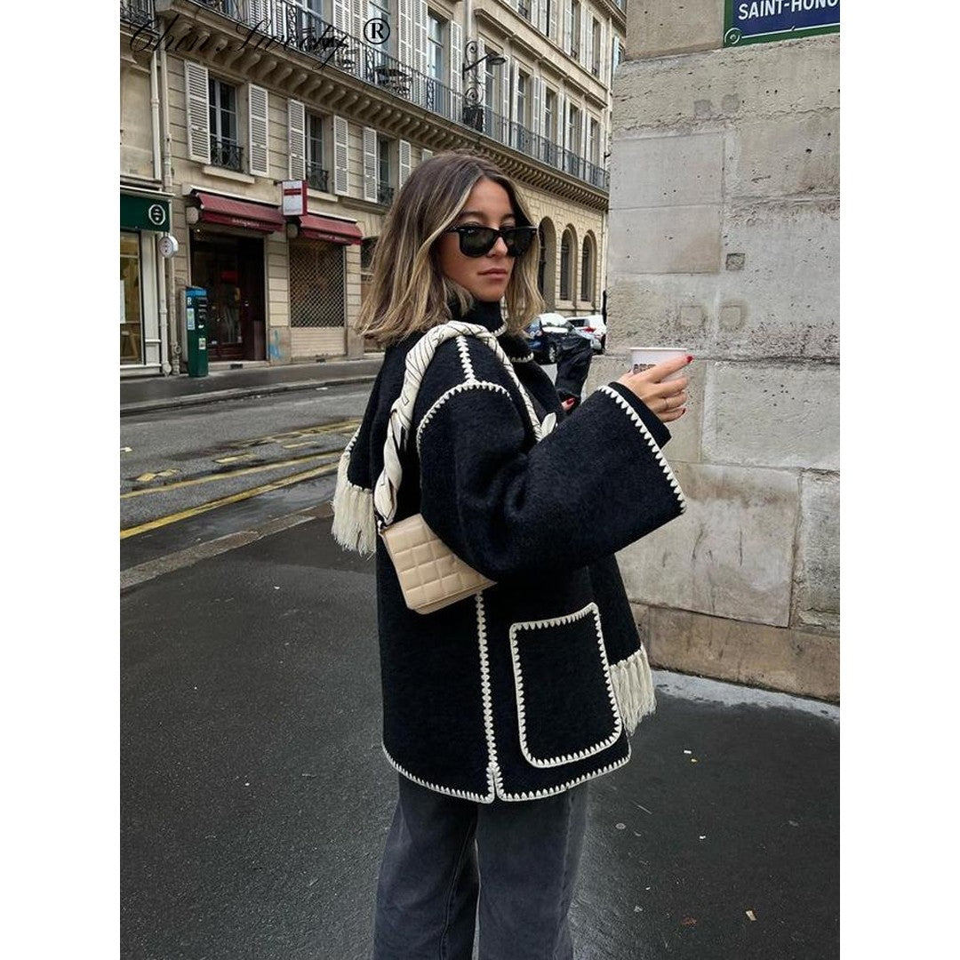 Woman wearing the Jolie women's fleece jacket, flatlay view