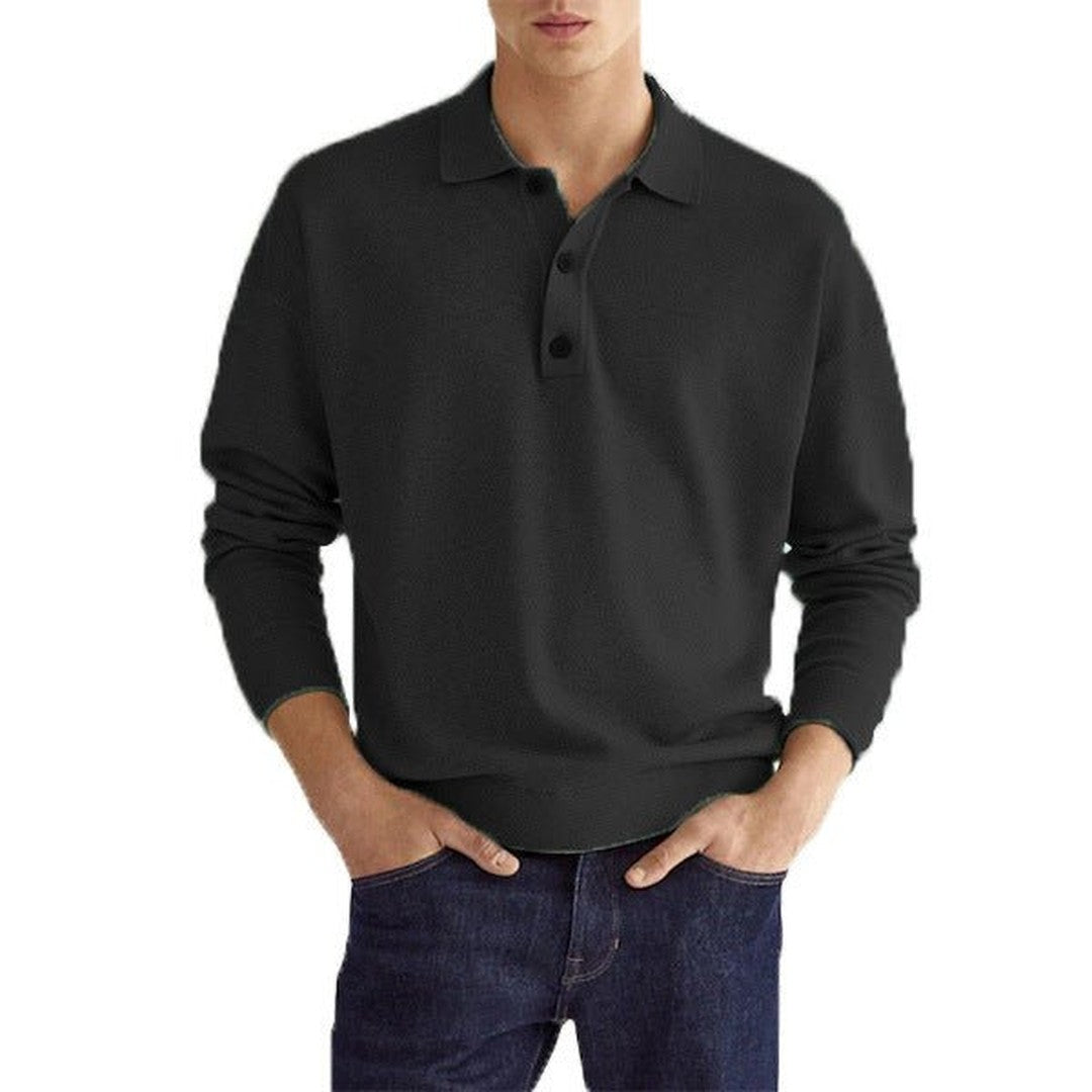 Man wearing the Jonathan men's polo shirt, flatlay view