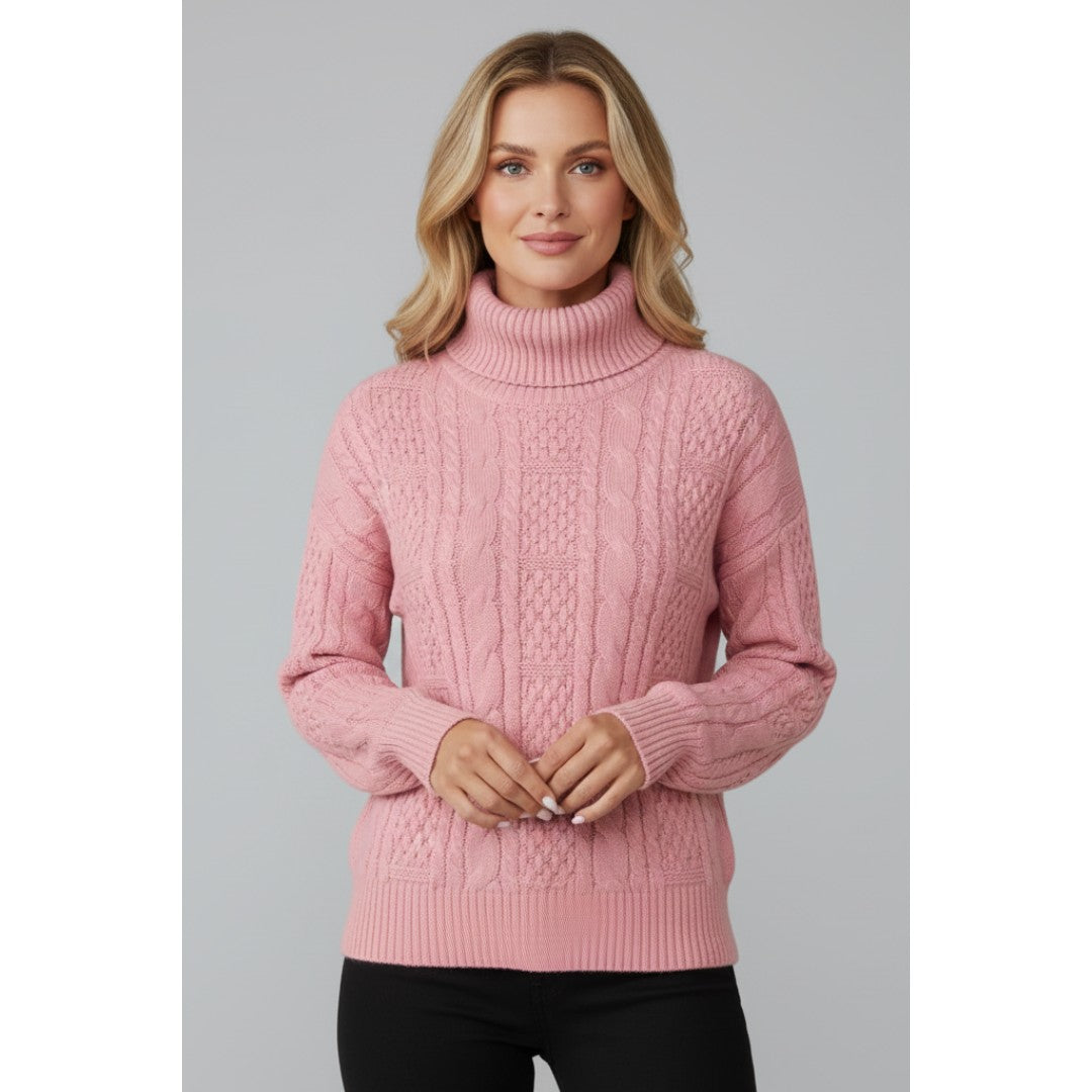 Woman wearing the Josefina women's knit zip-up sweater, 8 view